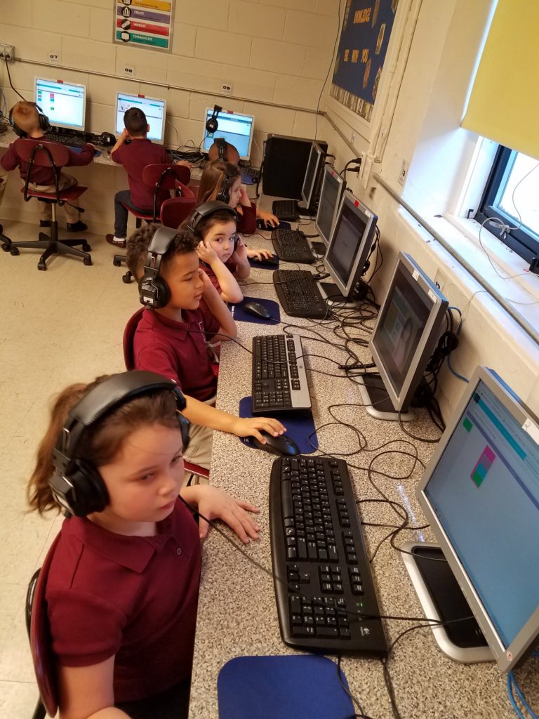 Students working on computers