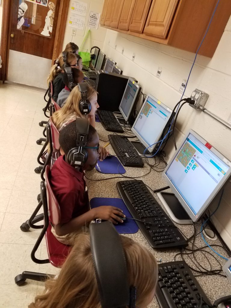 Students working on computers